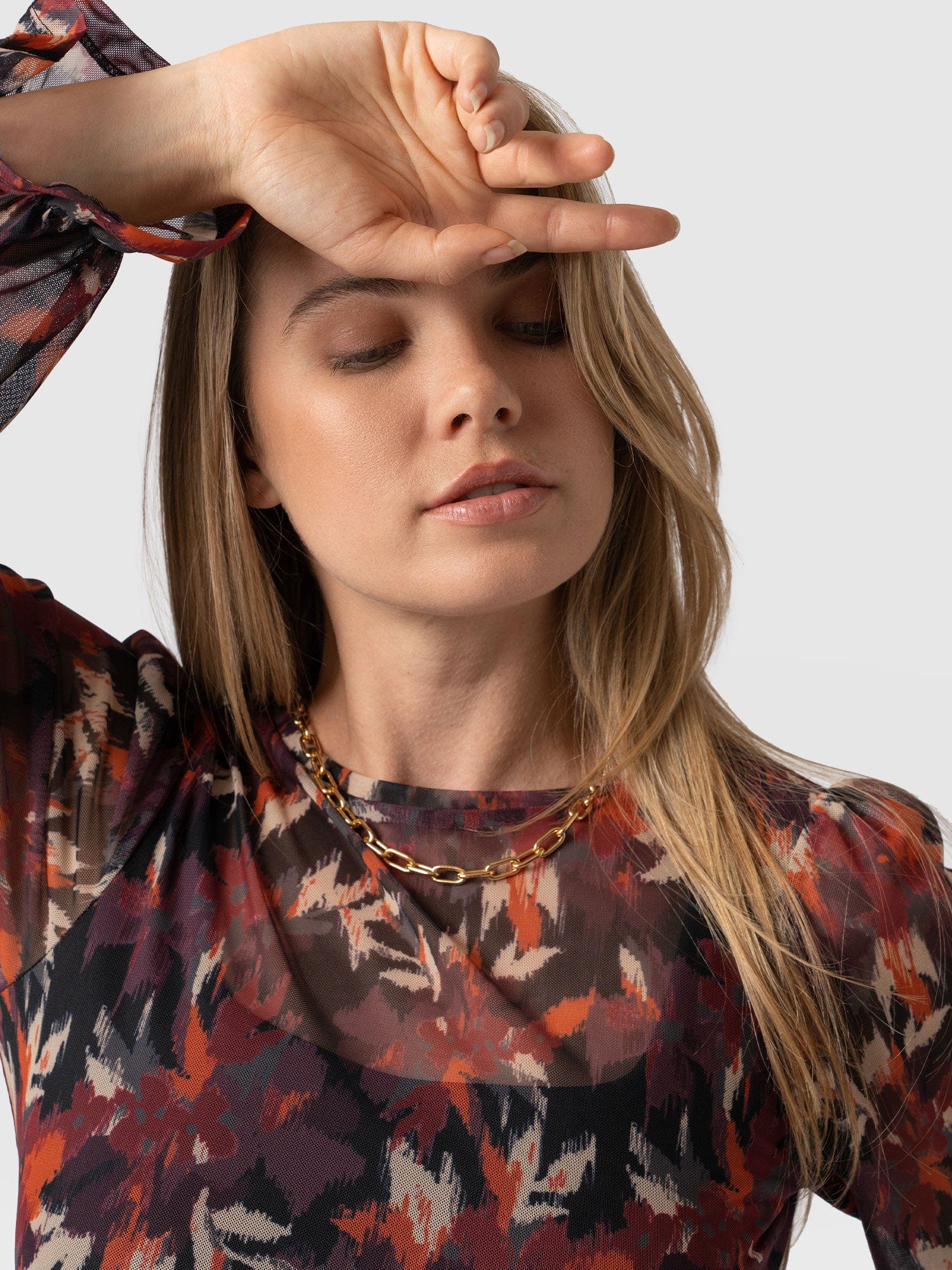 Poppy Mesh Long Sleeve Top Earthy Bloom - Women's Top | Saint + Sofia® EU